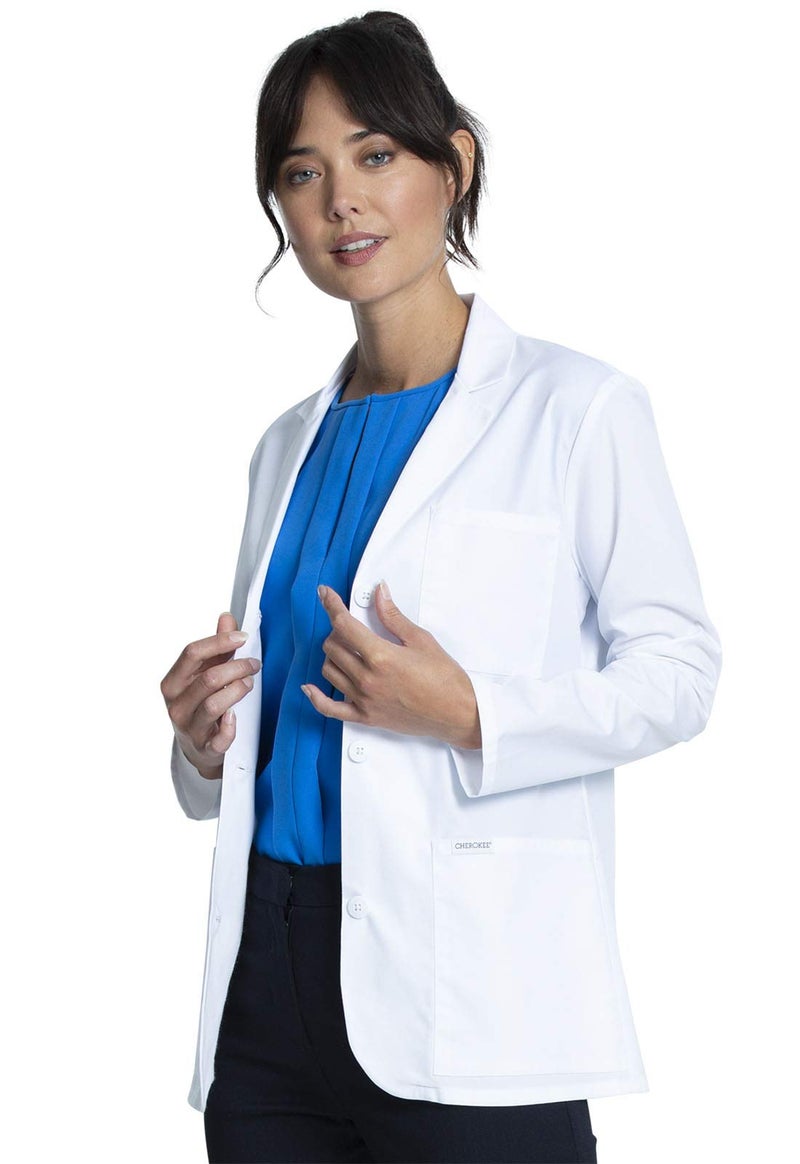 Cherokee Women's Lab Coat 28" Button Up Front Consultation Coat CK451, XL, White - Image 3